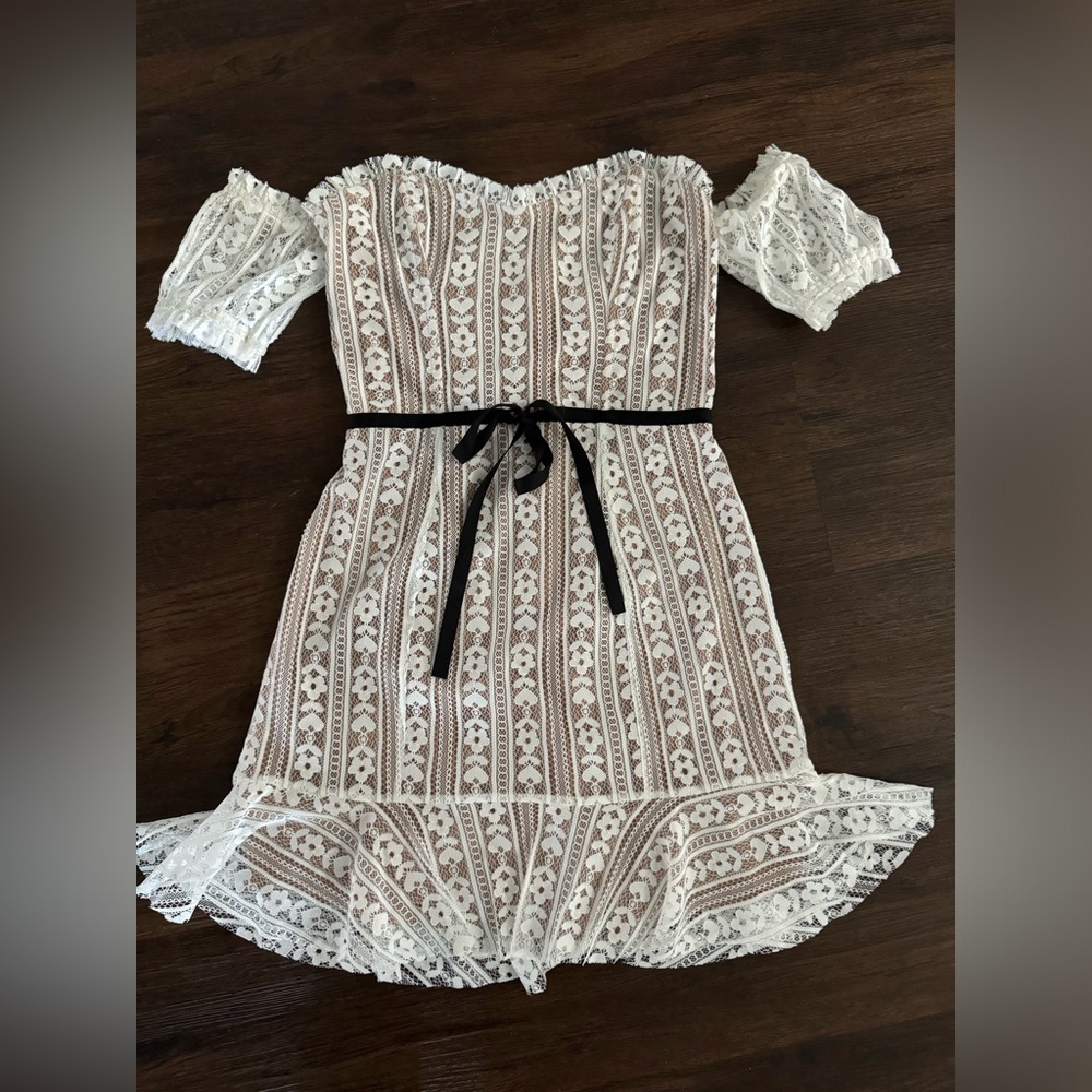 For Love & Lemons Dakota Lace Mini Dress White Lace